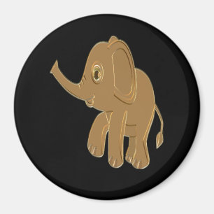 Imán Elefante bebé dorado mirando al cielo