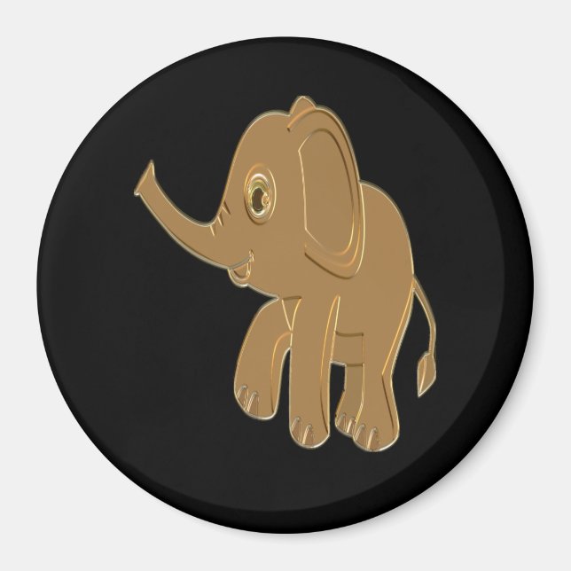 Imán Elefante bebé dorado mirando al cielo (Frente)