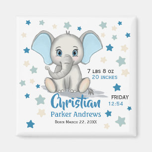 Imán Elefante bebé lindo con estadísticas de nacimiento