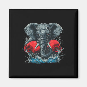 Imán Elefante boxeando con guantes de boxeo Kickboxing