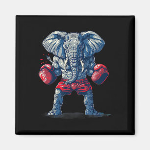 Imán Elefante boxeando con guantes de boxeo Kickboxing 
