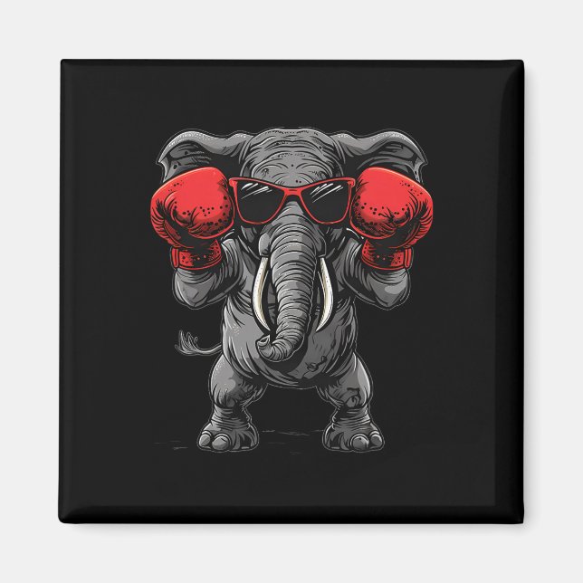 Imán Elefante Boxeando Con Guantes De Boxeo Kickboxing  (Frente)