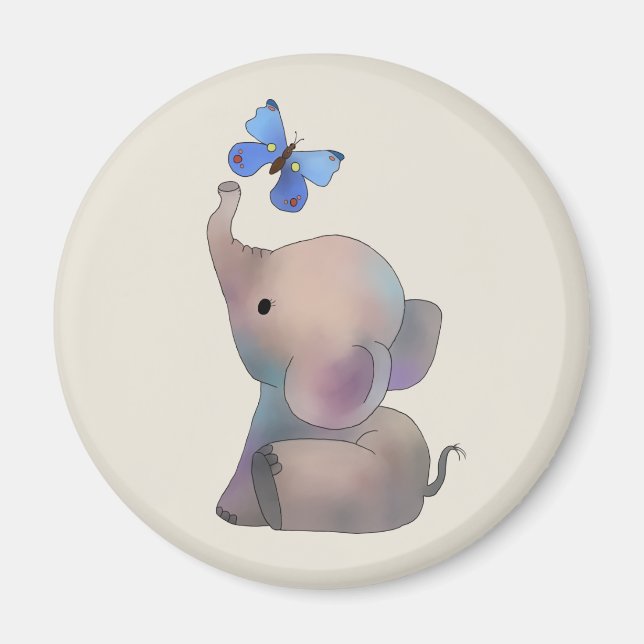 Imán Elefante con mariposa (Frente)