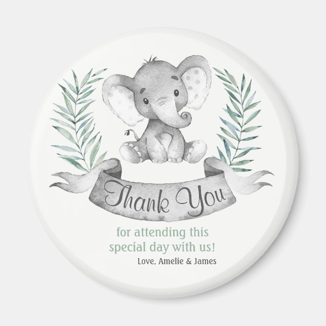 Imán Elefante de acuarela Gracias (Frente)