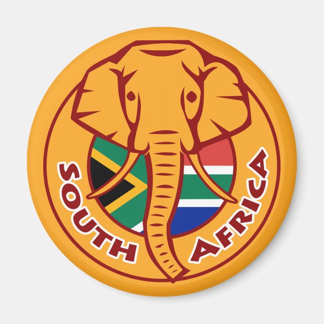 Imán Elefante de Bandera de Sudáfrica (Frente)