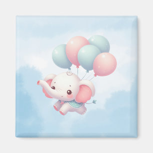Imán elefante de bebé con globos