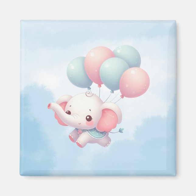 Imán elefante de bebé con globos (Frente)