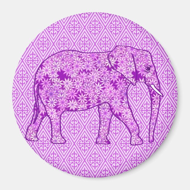 Imán elefante de flores - ametismo morado (Frente)