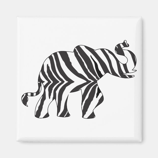Imán Elefante de impresión de cebra (Frente)