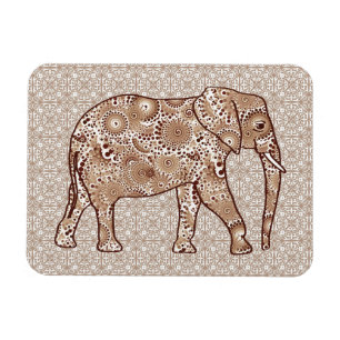 Imán elefante de remolino fractal - marrón y taupe