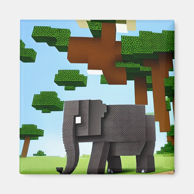 Imán Elefante de Safari Cute Pixel Art (Frente)