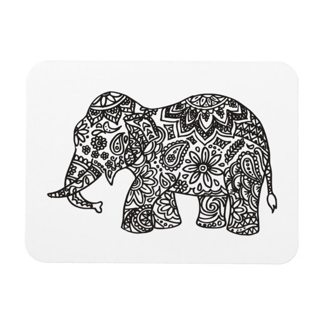 Imán Elefante Doodle (Horizontal)