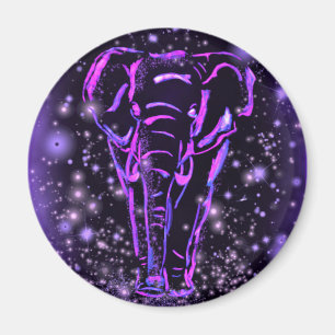 Imán Elefante En La Noche De Putrple Pink Starry