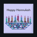 Imán Elefante Estrella Menorah Magnets<br><div class="desc">Ilustracion gráfico de un elefante, jirafa, y diseño de la estrella de David menorah.</div>