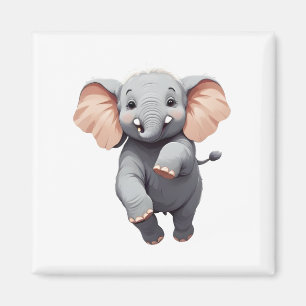 Imán Elefante Feliz Jugador Diversión Saltando En Alegr