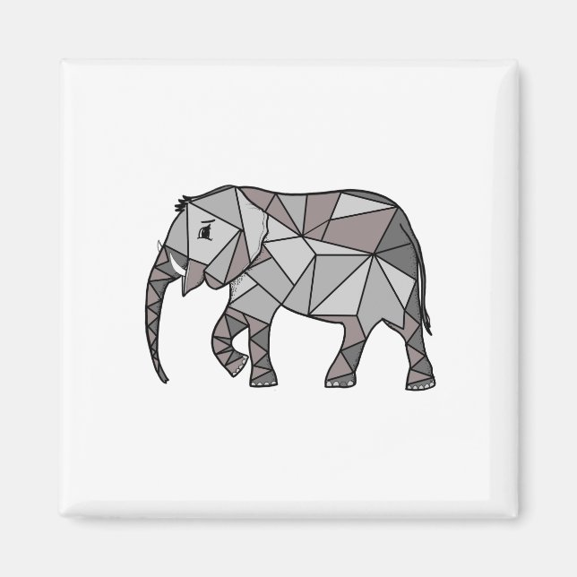 Imán elefante geométrico, gris obispo (Frente)