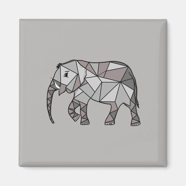 Imán elefante geométrico, obispo gris 2 (Frente)