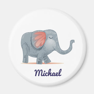 Imán Elefante gris rosa personalizado