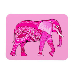 Imán Elefante indio en una maraña árabe rosa de Fuchsia