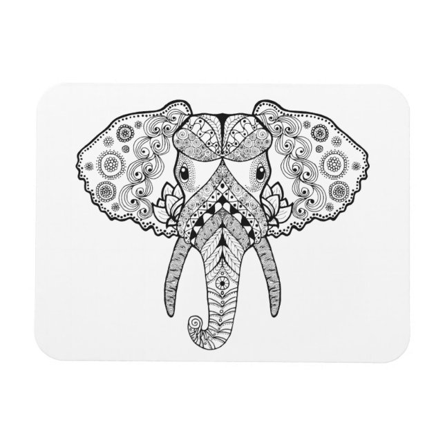 Imán Elefante inspirado en Zentangle (Horizontal)