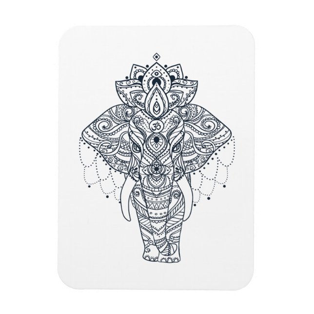 Imán Elefante inspirado en Zentangle (Vertical)