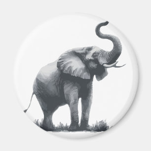 Imán Elefante majestuoso con tronco levantado