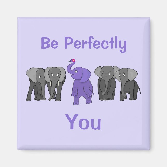 Imán Elefante morado personalizado "Sé perfecto contigo (Frente)