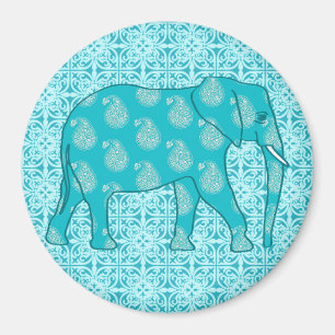 Imán Elefante paisley - turquesa y aqua