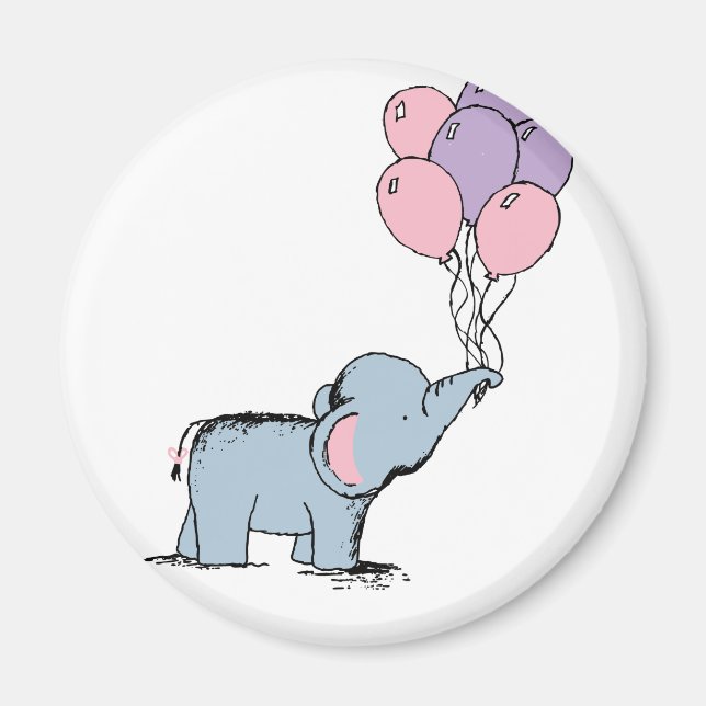 Imán elefante Pastel acuarela Bunch de Balloo (Frente)