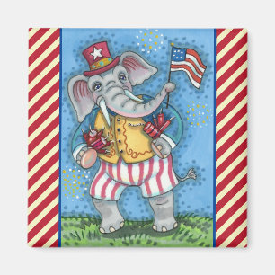 IMÁN ELEFANTE PATRIÓTICO CUIDADO ONDEANDO LA BANDERA ES
