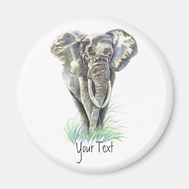 Imán Elefante personalizado - Colección de animales acu (Frente)