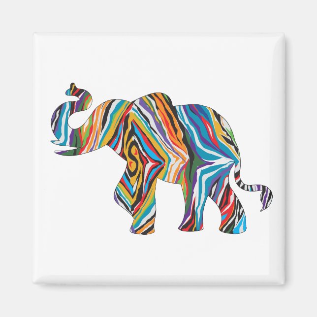 Imán elefante psicodélico (Frente)