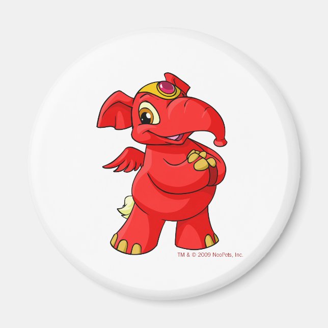 Imán Elefante rojo alegre (Frente)