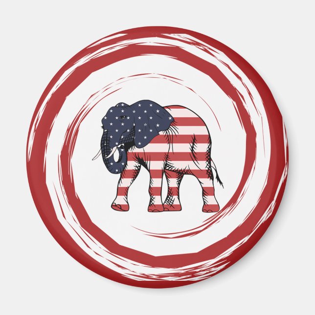 Imán Elefante Rojo Blanco Azul Patriótico (Frente)
