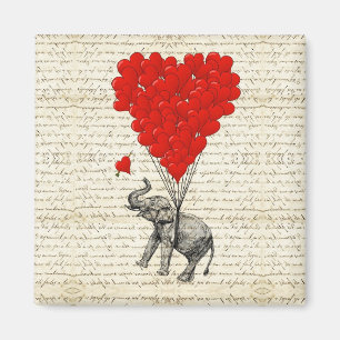 Imán Elefante romántico y globos cardíacos