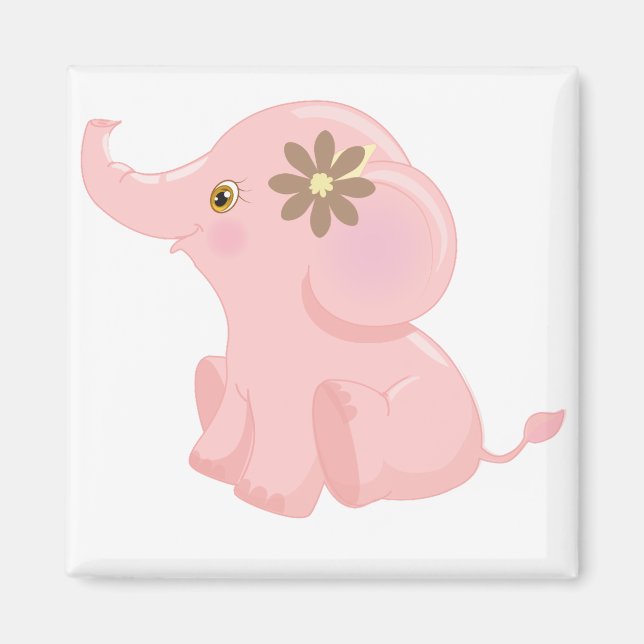 Imán Elefante Rosa Bebé (Frente)