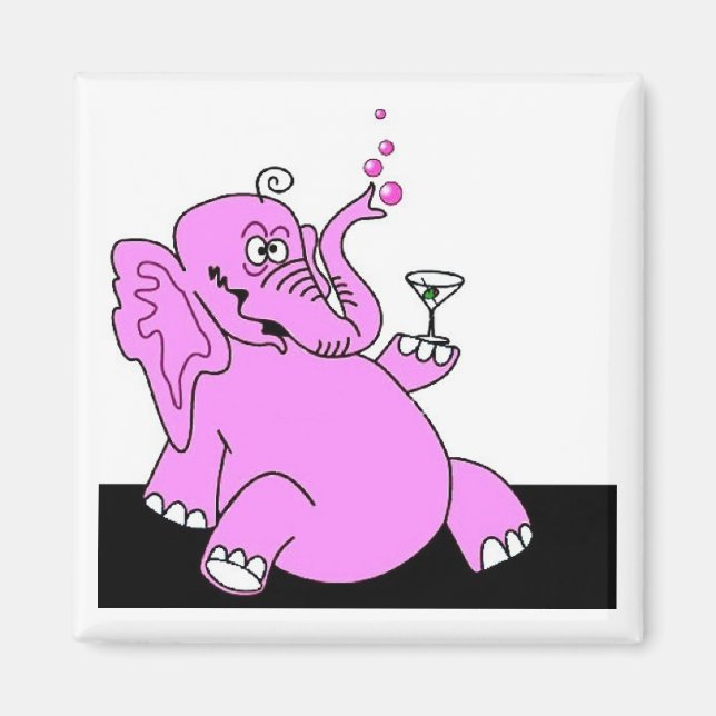 Imán "Elefante Rosa Borracho" Fridge Magnet SQUARE (Frente)