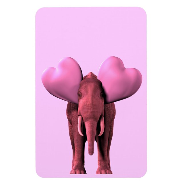 Imán Elefante rosa romántico (Vertical)