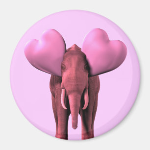 Imán Elefante rosa romántico