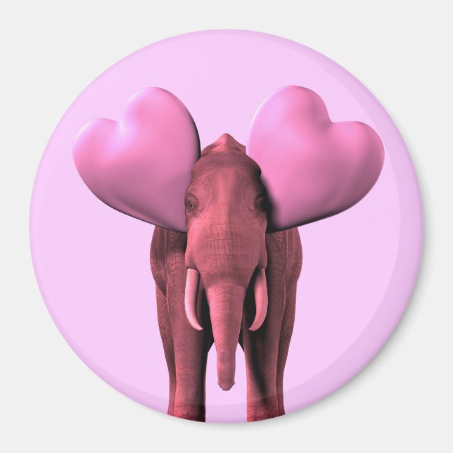 Imán Elefante rosa romántico (Frente)