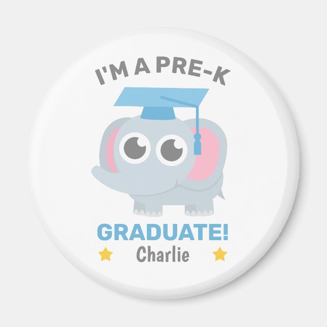 Imán Elefante, soy un graduado de Pre-K, personalizado  (Frente)