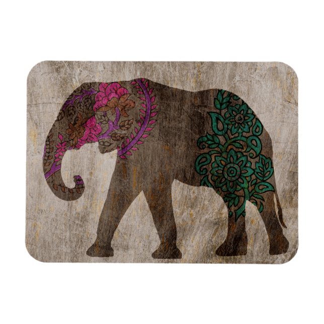 Imán Elefante tribal asiático zen (Horizontal)