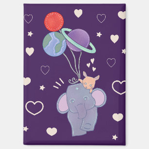 Imán Elefante y Paseo en Globo Espacial de Conejo Cap