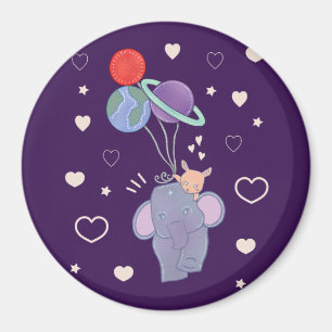Imán Elefante y Paseo en Globo Espacial de Conejo Cap