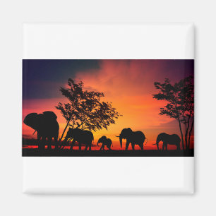 Imán Elefantes africanos en las llanuras de Serengeti