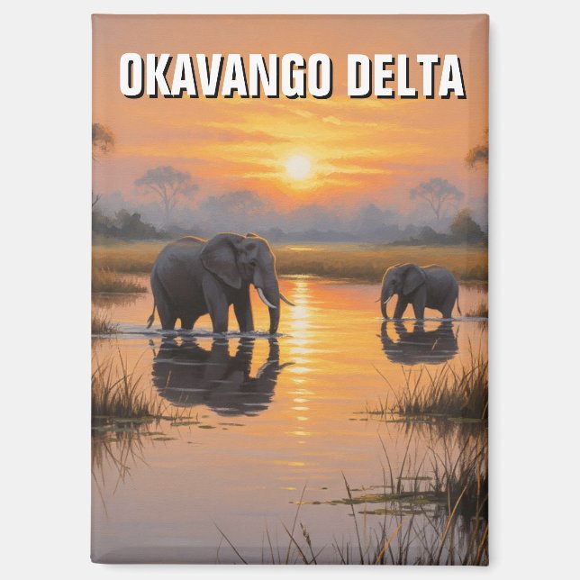 Imán Elefantes del Delta del Okavango Botsuana (Anverso)