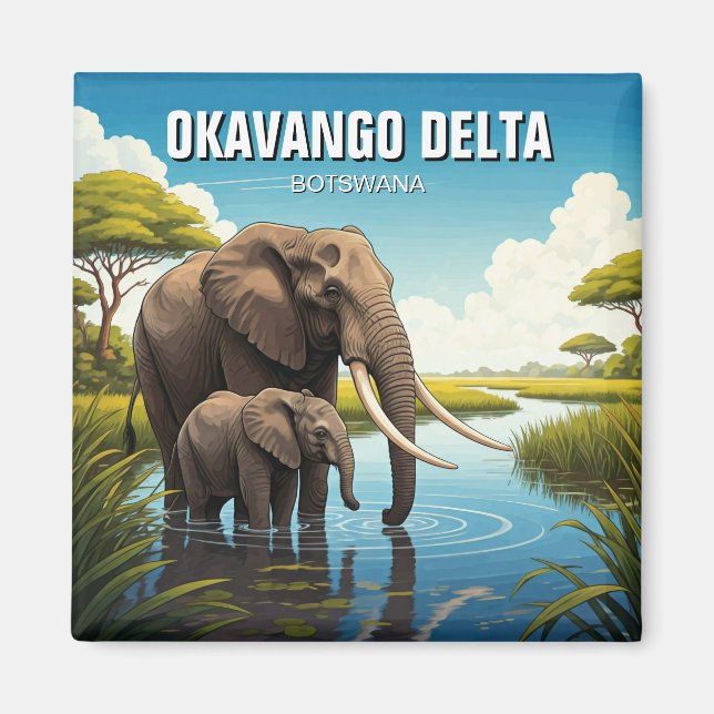 Imán Elefantes del Delta del Okavango Botsuana (Frente)