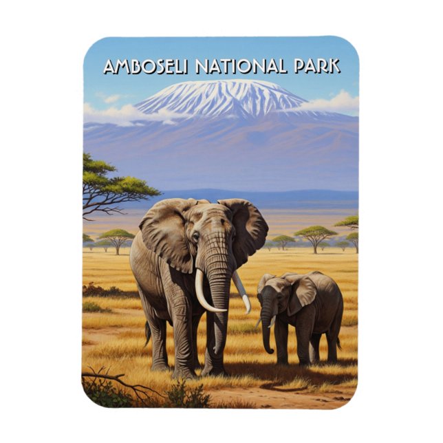 Imán Elefantes del Parque Nacional Amboseli de Kenia (Vertical)