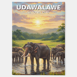 Imán Elefantes en el Parque Nacional Udawalawe en Sri L