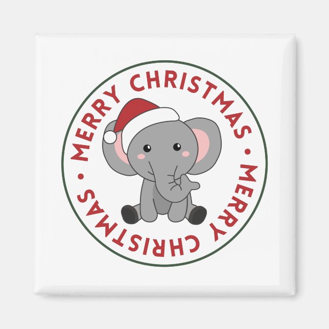Imán Elefantes Navidades Nieve Elefantes Animales de In (Frente)